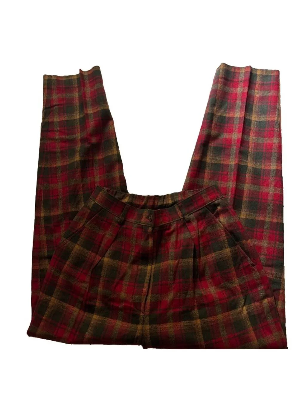 Vintage Pendleton 100% Wool Red Plaid Pants Lined Size 10 See Measurements